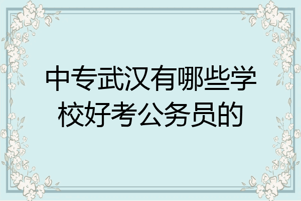 中专武汉有哪些学校好考公务员的