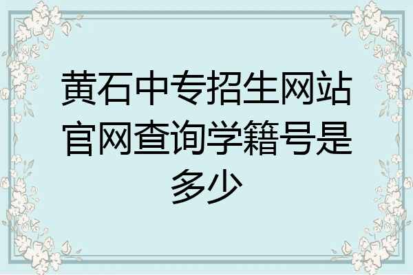 黄石中专招生网站官网查询学籍号是多少