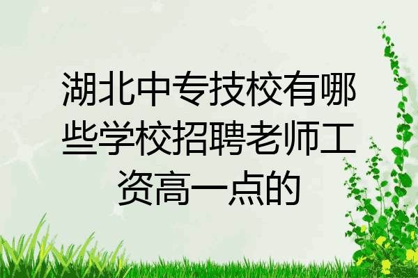 湖北中专技校有哪些学校招聘老师工资高一点的