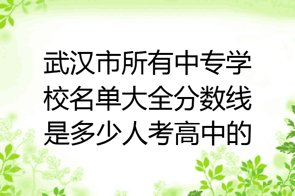 武汉市所有中专学校名单大全分数线是多少人考高中的
