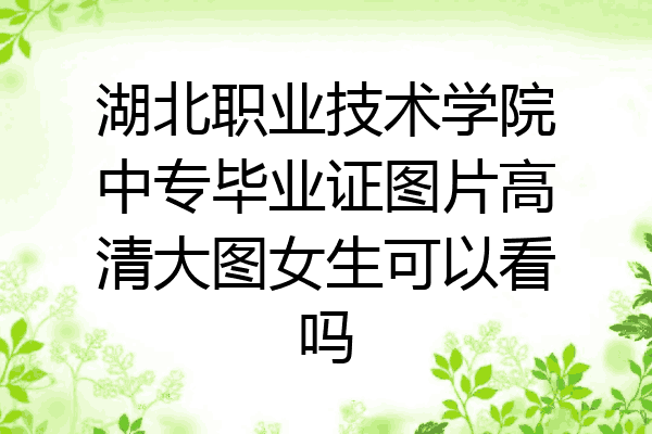 湖北职业技术学院中专毕业证图片高清大图女生可以看吗