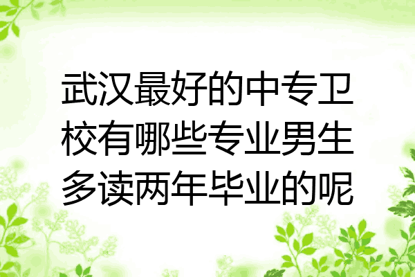 武汉最好的中专卫校有哪些专业男生多读两年毕业的呢