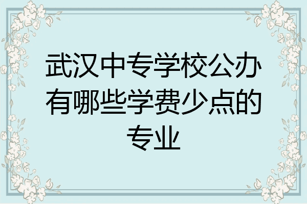 武汉中专学校公办有哪些学费少点的专业