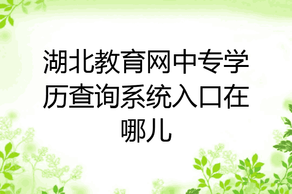 湖北教育网中专学历查询系统入口在哪儿