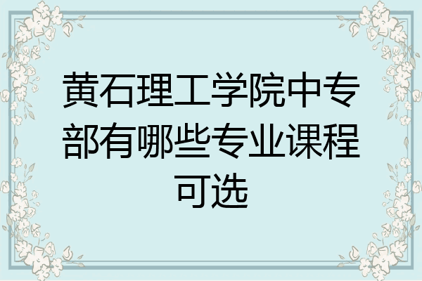 黄石理工学院中专部有哪些专业课程可选