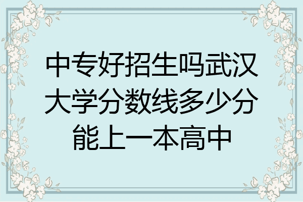 中专好招生吗武汉大学分数线多少分能上一本高中