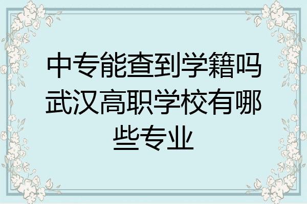 中专能查到学籍吗武汉高职学校有哪些专业