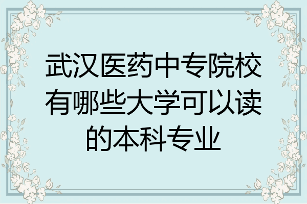 武汉医药中专院校有哪些大学可以读的本科专业
