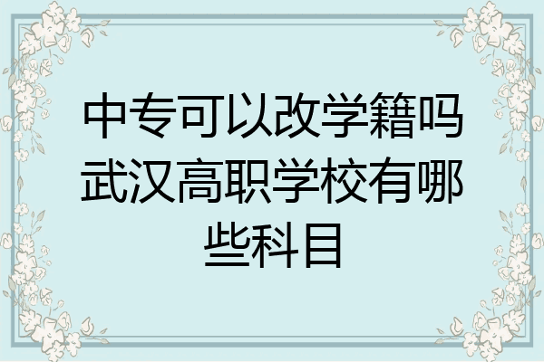 中专可以改学籍吗武汉高职学校有哪些科目