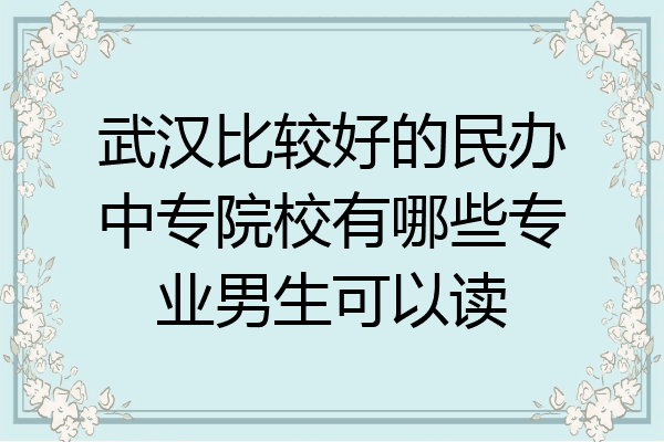 武汉比较好的民办中专院校有哪些专业男生可以读