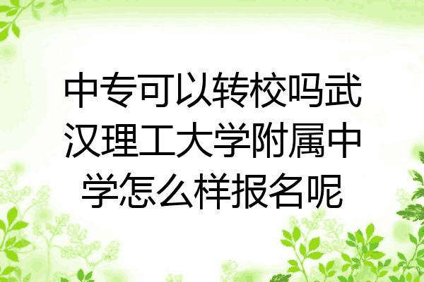 中专可以转校吗武汉理工大学附属中学怎么样报名呢