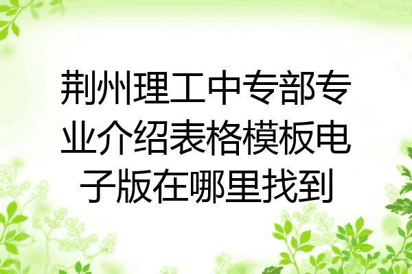 荆州理工中专部专业介绍表格模板电子版在哪里找到