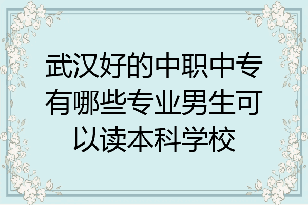 武汉好的中职中专有哪些专业男生可以读本科学校