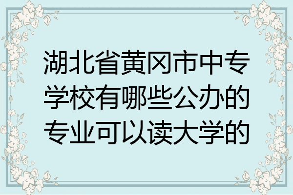 湖北省黄冈市中专学校有哪些公办的专业可以读大学的