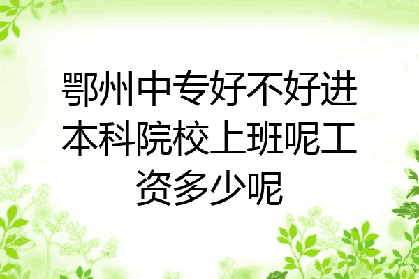 鄂州中专好不好进本科院校上班呢工资多少呢