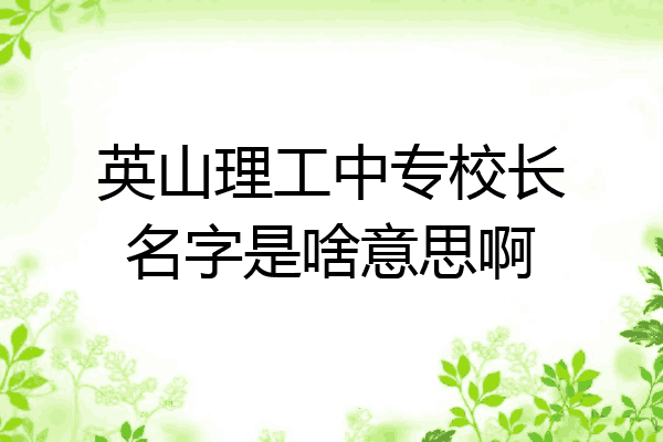 英山理工中专校长名字是啥意思啊