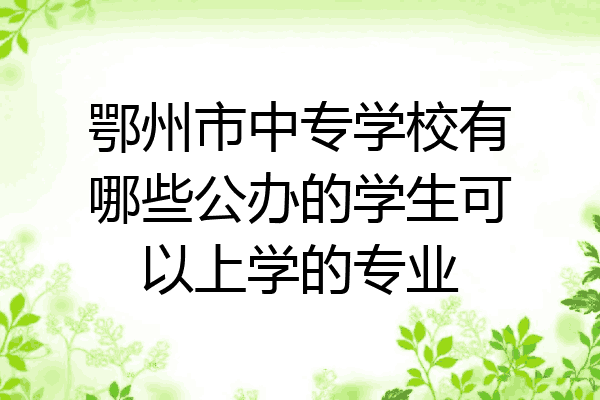 鄂州市中专学校有哪些公办的学生可以上学的专业