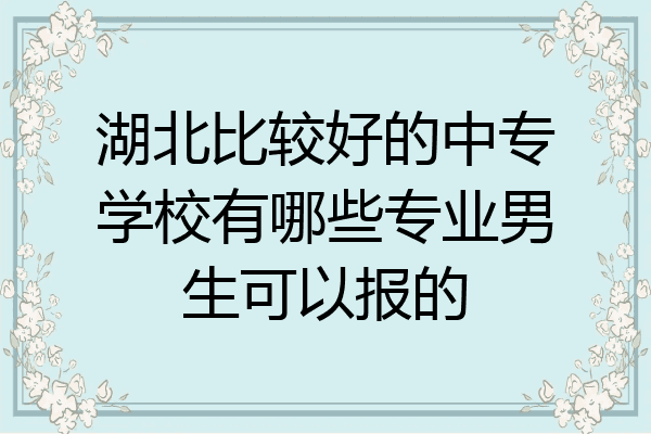 湖北比较好的中专学校有哪些专业男生可以报的