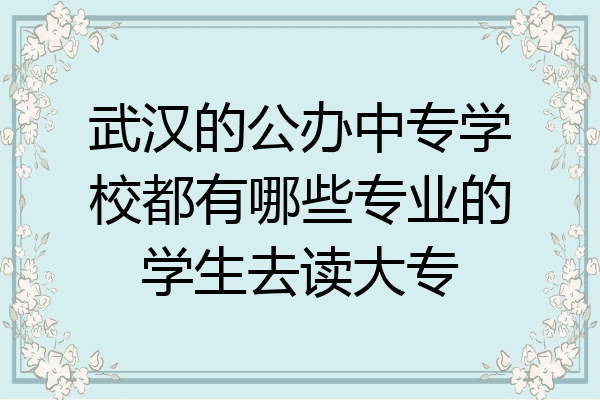武汉的公办中专学校都有哪些专业的学生去读大专