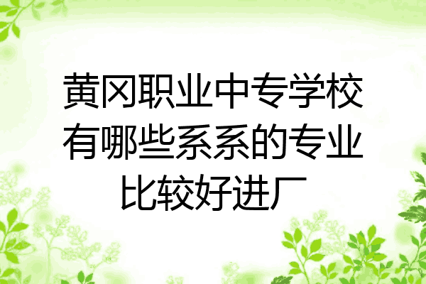 黄冈职业中专学校有哪些系系的专业比较好进厂