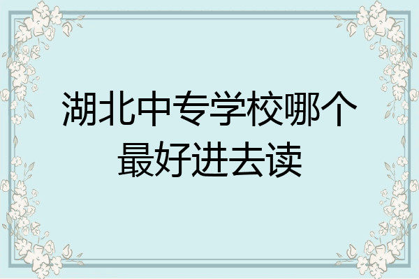湖北中专学校哪个最好进去读