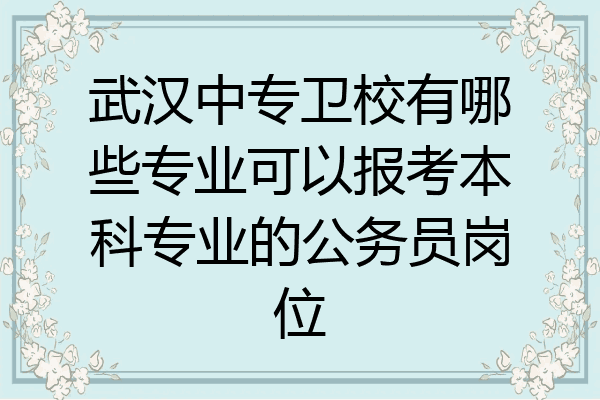 武汉中专卫校有哪些专业可以报考本科专业的公务员岗位