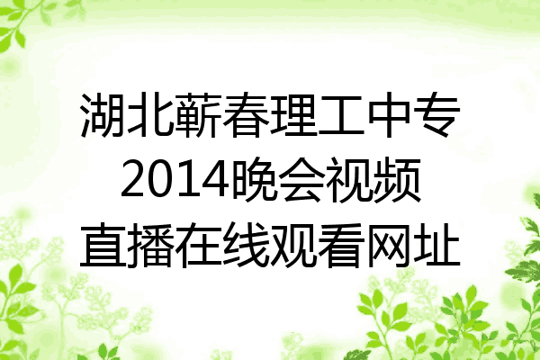 湖北蕲春理工中专2014晚会视频直播在线观看网址