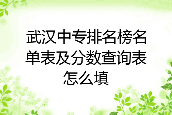 武汉中专排名榜名单表及分数查询表怎么填