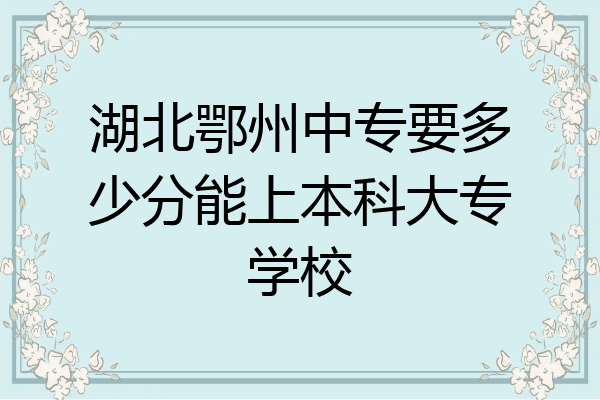 湖北鄂州中专要多少分能上本科大专学校
