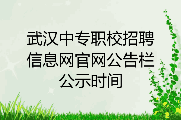 武汉中专职校招聘信息网官网公告栏公示时间