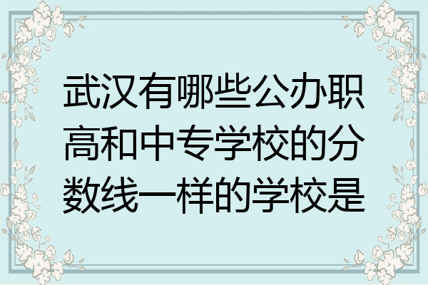 武汉有哪些公办职高和中专学校的分数线一样的学校是
