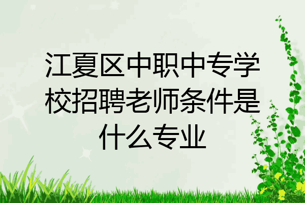 江夏区中职中专学校招聘老师条件是什么专业