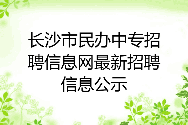 长沙市民办中专招聘信息网最新招聘信息公示