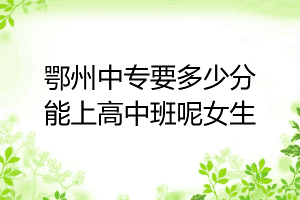 鄂州中专要多少分能上高中班呢女生