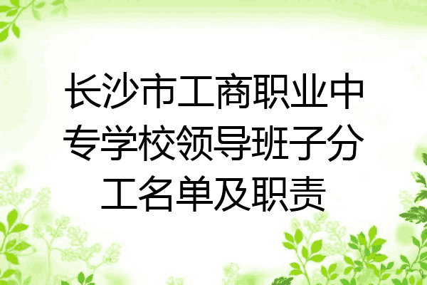长沙市工商职业中专学校领导班子分工名单及职责