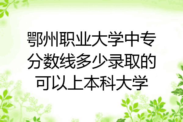 鄂州职业大学中专分数线多少录取的可以上本科大学
