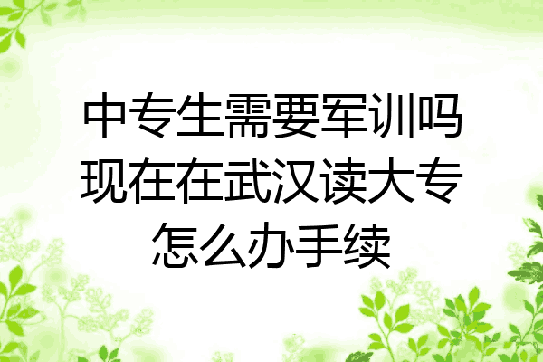 中专生需要军训吗现在在武汉读大专怎么办手续