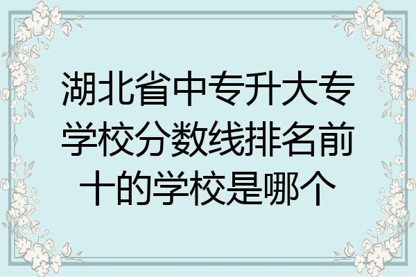 湖北省中专升大专学校分数线排名前十的学校是哪个