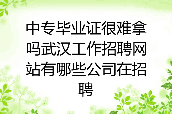 中专毕业证很难拿吗武汉工作招聘网站有哪些公司在招聘