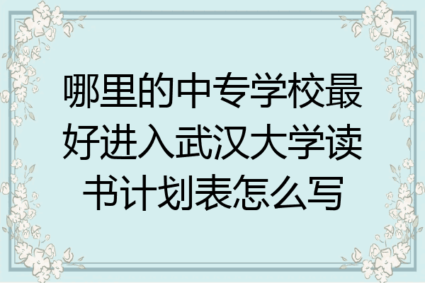 哪里的中专学校最好进入武汉大学读书计划表怎么写