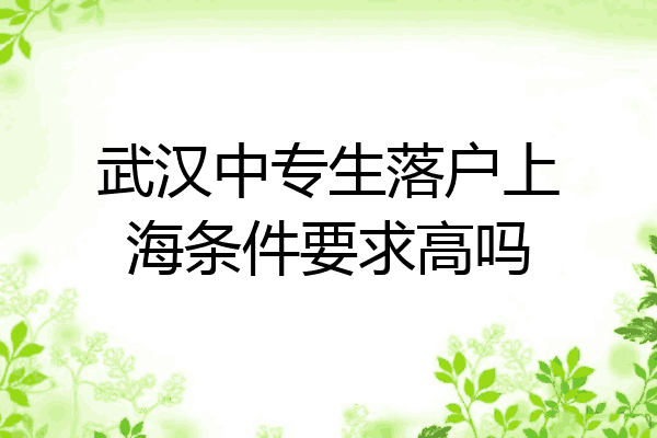 武汉中专生落户上海条件要求高吗