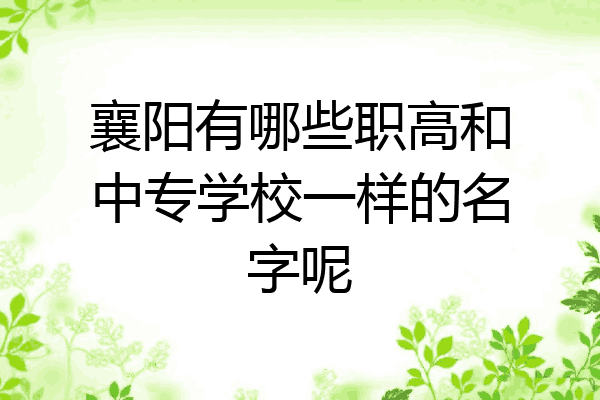 襄阳有哪些职高和中专学校一样的名字呢