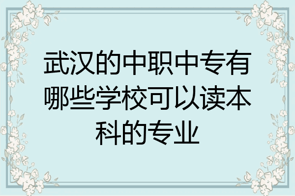 武汉的中职中专有哪些学校可以读本科的专业