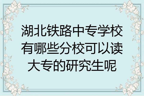 湖北铁路中专学校有哪些分校可以读大专的研究生呢