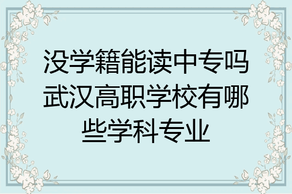 没学籍能读中专吗武汉高职学校有哪些学科专业