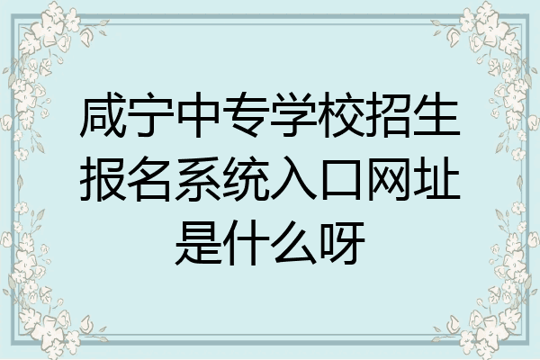 咸宁中专学校招生报名系统入口网址是什么呀