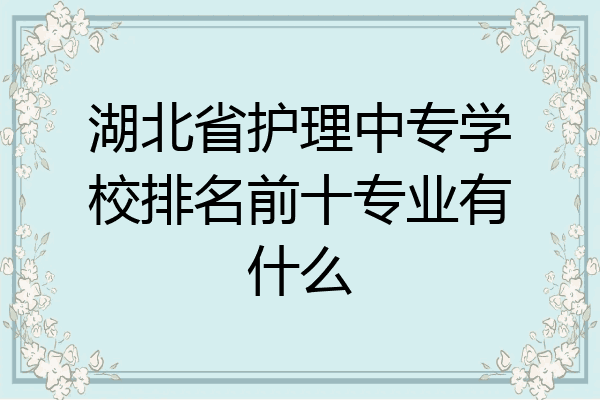 湖北省护理中专学校排名前十专业有什么
