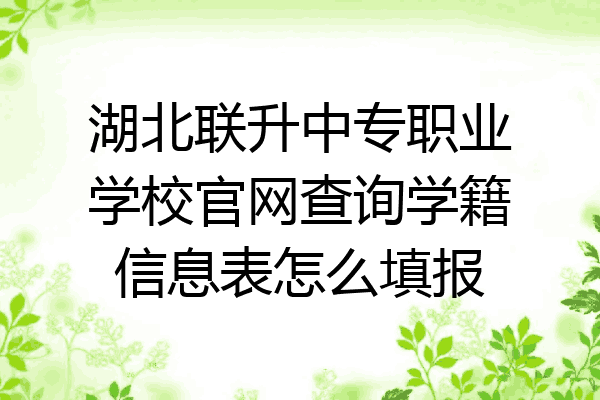 湖北联升中专职业学校官网查询学籍信息表怎么填报