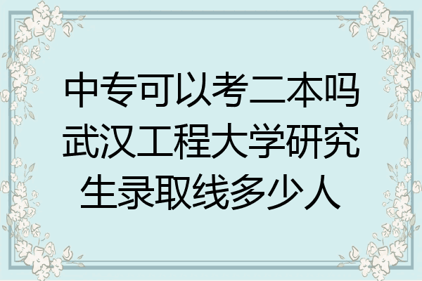 中专可以考二本吗武汉工程大学研究生录取线多少人