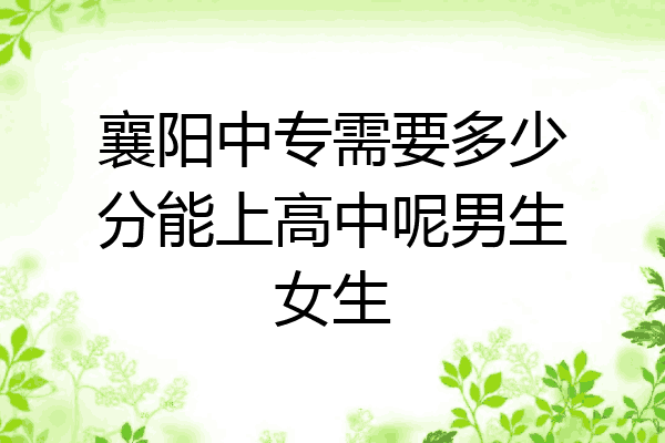 襄阳中专需要多少分能上高中呢男生女生